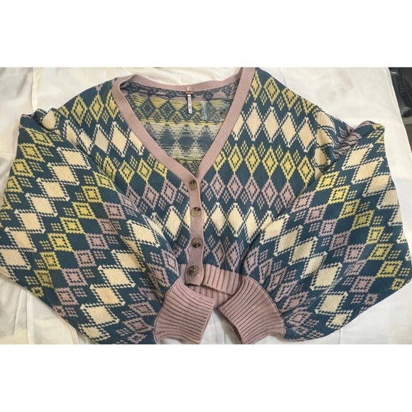 NEW Free People Argyle Sweater Set Size Medium Cardi & Skirt Z316-12 - Picture 12 of 12